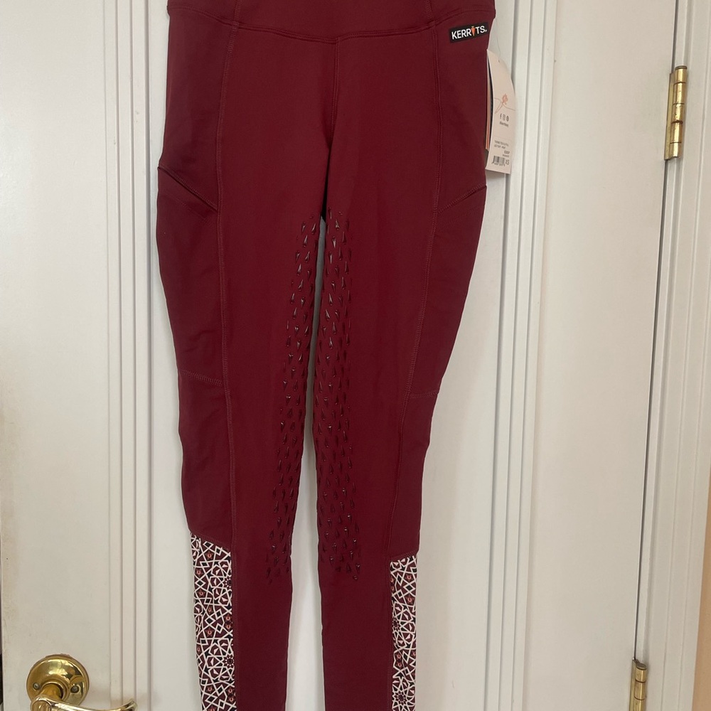 Kerrits Burgundy Thermo Tech 2.0 Full Seat Tights XS NWT